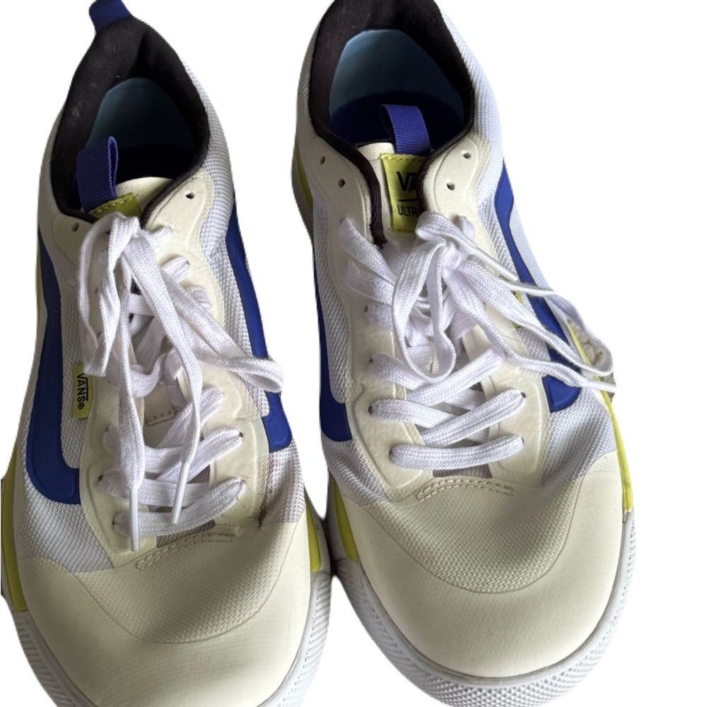 Vans White, Blue, and Yellow Men's Sneakers